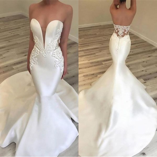 elegant sweetheart mermaid satin simple bridal gowns lace see through sheer cutaway sides open back wedding dresses bc0628, White
elegant sweetheart mermaid satin simple bridal gowns lace see through sheer cutaway sides open back wedding dresses bc0628, White