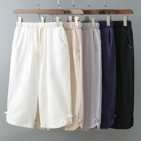 men's cropped pants shorts hemp youth retro loose clothing style antique plate buckle pants 9fg#, White;black
men's cropped pants shorts hemp youth retro loose clothing style antique plate buckle pants 9fg#, White;black