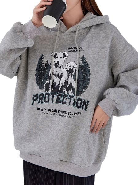 dazy slogan & dog print drop shoulder drawstring oversized hoodie without tee r8sv#, Black
dazy slogan & dog print drop shoulder drawstring oversized hoodie without tee r8sv#, Black
