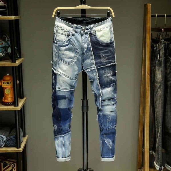 new jeans fashion brand casual splicing cloth washed small foot straight pants men's, Blue
new jeans fashion brand casual splicing cloth washed small foot straight pants men's, Blue
