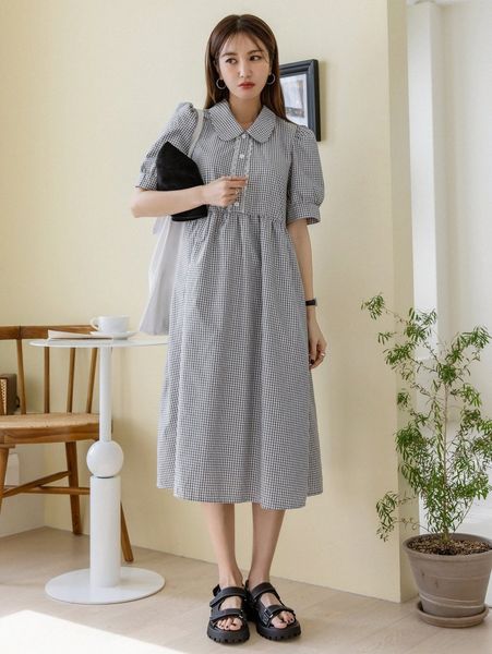 dazy gingham print button front dress s8o7#, Black;gray
dazy gingham print button front dress s8o7#, Black;gray