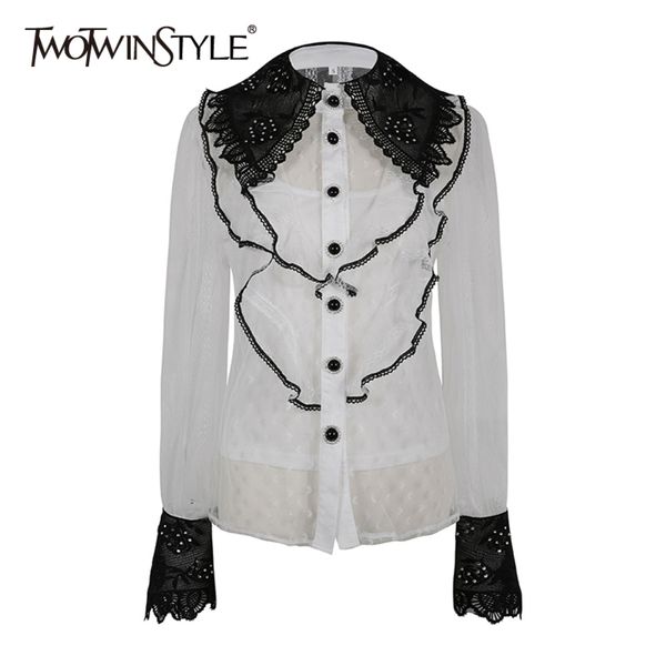 vintage patchwork lace shirt for women lapel long sleeve casual hit color slim blouse female fashion clothing 210423, White
vintage patchwork lace shirt for women lapel long sleeve casual hit color slim blouse female fashion clothing 210423, White