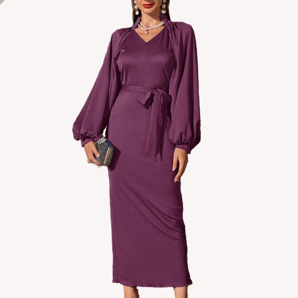 casual dresses autumn slit long dress office lady straight puff sleeve party evening women clothing sashes adjustable waist, Black;gray
casual dresses autumn slit long dress office lady straight puff sleeve party evening women clothing sashes adjustable waist, Black;gray