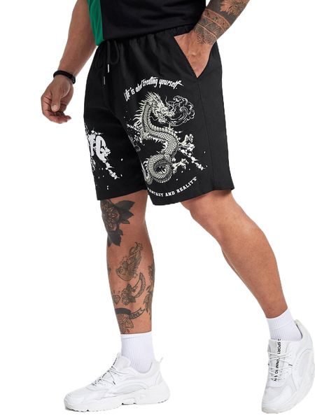 extended sizes chinese dragon & slogan graphic shorts h1cb#, White;black
extended sizes chinese dragon & slogan graphic shorts h1cb#, White;black
