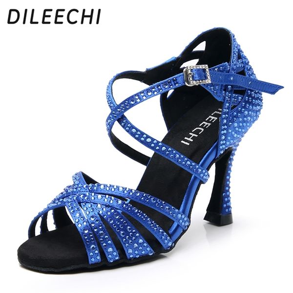 dileechi women party dance shoes satin shining rhinestones soft bottom latin black/blue salsa heel 9cm 220509
dileechi women party dance shoes satin shining rhinestones soft bottom latin black/blue salsa heel 9cm 220509