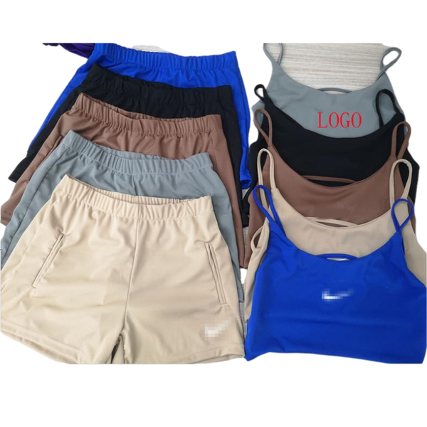 wholesale women's tracksuits two piece backless camisole sport bra shorts jogger set, Gray
wholesale women's tracksuits two piece backless camisole sport bra shorts jogger set, Gray