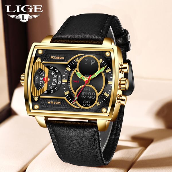 lige new watch for men square digital waterproof quartz wristwatch sport mens watches dual display clock relogio masculino+box, Silver
lige new watch for men square digital waterproof quartz wristwatch sport mens watches dual display clock relogio masculino+box, Silver