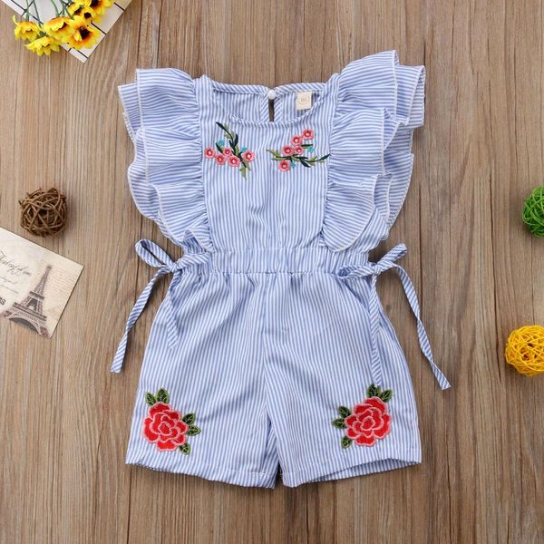 cute summer toddler baby girl romper ruffle sleeveless elastic waist floral print striped lace up playsuits outfits for 1-5y, Blue
cute summer toddler baby girl romper ruffle sleeveless elastic waist floral print striped lace up playsuits outfits for 1-5y, Blue