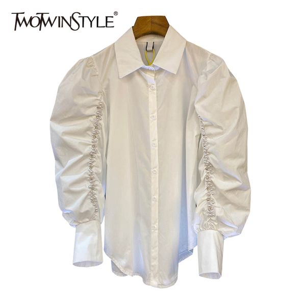 patchwork beading shirt for women lapel puff long sleeve casual ruched blouse female fashion clothing spring 210423, White
patchwork beading shirt for women lapel puff long sleeve casual ruched blouse female fashion clothing spring 210423, White