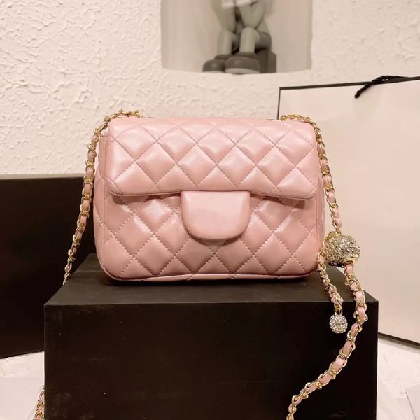 2022ss mini flap bag gold diamond ball pearlescent lambskin quilted classic leather hardware chain ladies shoulder bag designer luxury girl