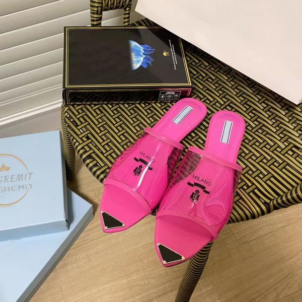 designer slippers transparent sandals women printed plexiglass heels luxury summer slides leather sole inside enameled metal triangle, Black
designer slippers transparent sandals women printed plexiglass heels luxury summer slides leather sole inside enameled metal triangle, Black