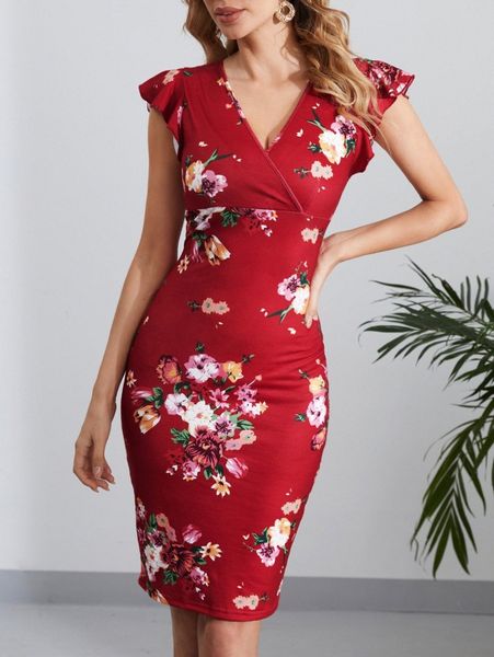 floral print ruffle trim dress h7ud#, Black;gray
floral print ruffle trim dress h7ud#, Black;gray