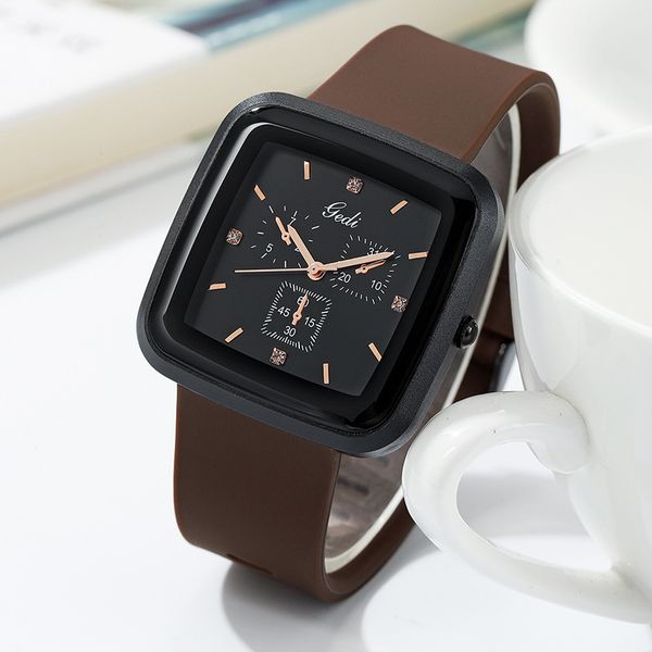2022 temperament square watch simple leisure silicone tape large dial fashionable girl student couple quartz gift, Slivery;brown
2022 temperament square watch simple leisure silicone tape large dial fashionable girl student couple quartz gift, Slivery;brown