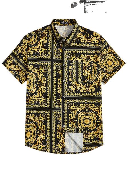 men baroque & scarf print shirt b6ey#, White;black