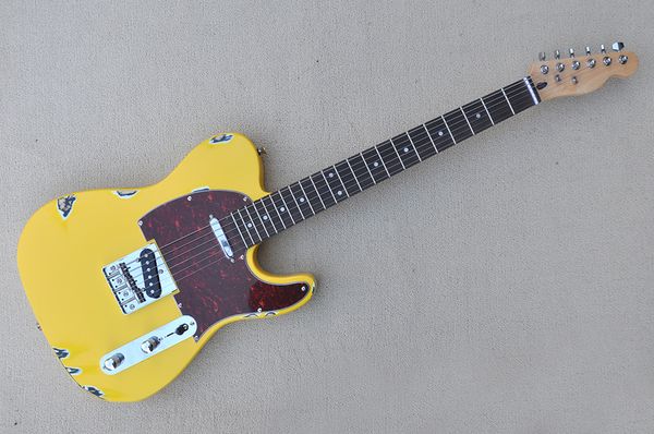 factory custom yellow electric guitar with relic syle body,red pickguard,chrome hardware,can be customized
factory custom yellow electric guitar with relic syle body,red pickguard,chrome hardware,can be customized