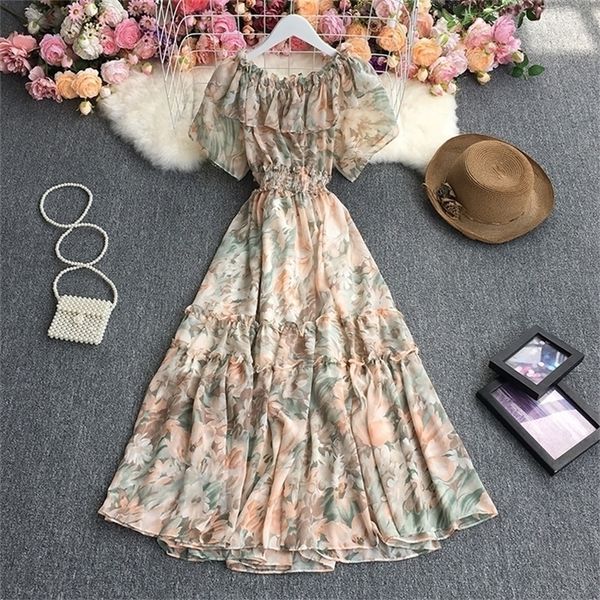 fi summer women holiday style print floral short sleeve chiffon dresses beach slash neck high waist a-line long dress 220517, Black;gray
fi summer women holiday style print floral short sleeve chiffon dresses beach slash neck high waist a-line long dress 220517, Black;gray