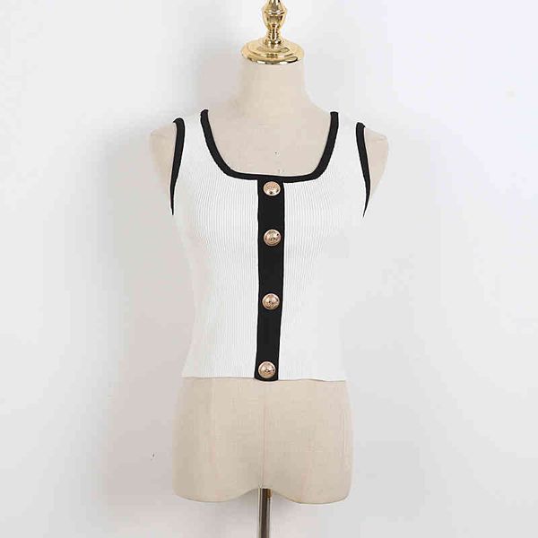 women's tanks & camis u-shaped vest simple white knitted suspender female slim fit gold button color matching short summer frvm
women's tanks & camis u-shaped vest simple white knitted suspender female slim fit gold button color matching short summer frvm