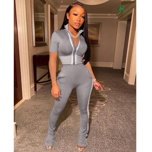 women's two piece pants activewear workout patchwork tracksuits front zipper lapel short sleeve tight long legging outdoor out, White
women's two piece pants activewear workout patchwork tracksuits front zipper lapel short sleeve tight long legging outdoor out, White