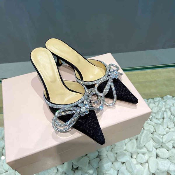 sandals spring and summer shallow mouth pointed slippers high-heeled bow tie thin heel muller baotou half drag women's outer, Black
sandals spring and summer shallow mouth pointed slippers high-heeled bow tie thin heel muller baotou half drag women's outer, Black