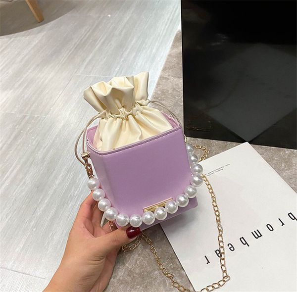 

Myyshop Fashion Mini Pearl Chain Wallet Mobile Single Shoulder Bags Messenger Bag White PB0016 purple, Black