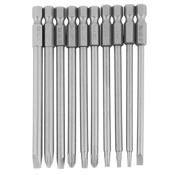 10pcs 100mm 1/4" hex shank magnetic bst screwdriver bits set slotted cross security star
10pcs 100mm 1/4" hex shank magnetic bst screwdriver bits set slotted cross security star