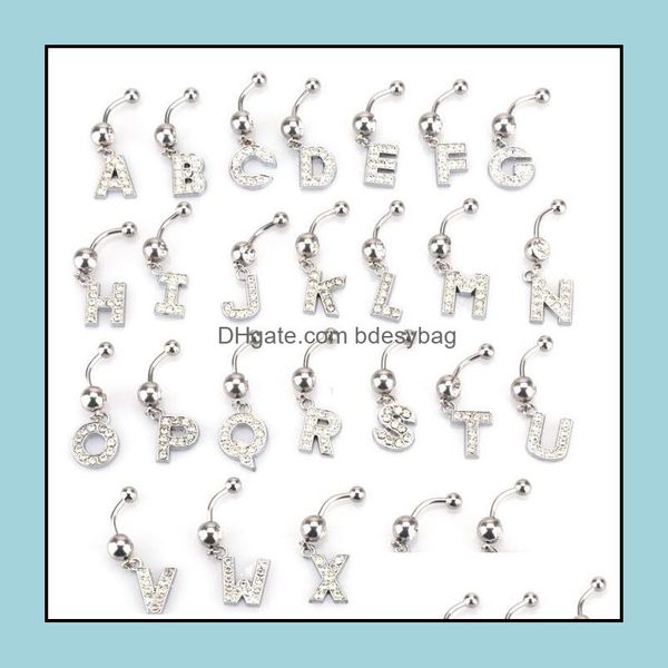 navel bell button rings body jewelry 26 letter style charming piercing crystal rhinestone inlaid belly ring stainless steel drop delivery, Silver
navel bell button rings body jewelry 26 letter style charming piercing crystal rhinestone inlaid belly ring stainless steel drop delivery, Silver