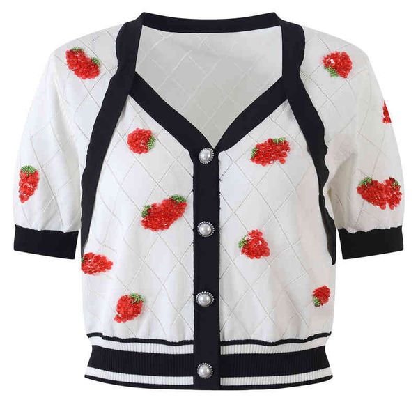 women's sweaters summer beaded strawberry funny contrast knit aging pink v-neck slim cardigan viu4, White;black
women's sweaters summer beaded strawberry funny contrast knit aging pink v-neck slim cardigan viu4, White;black