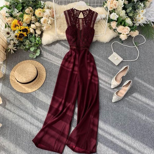 fashion hollow lace bodysuit womens jumpsuits spring summer ladies sleeveless patchwork solid jumpsuit elegant women romper w1993, Black;white
fashion hollow lace bodysuit womens jumpsuits spring summer ladies sleeveless patchwork solid jumpsuit elegant women romper w1993, Black;white