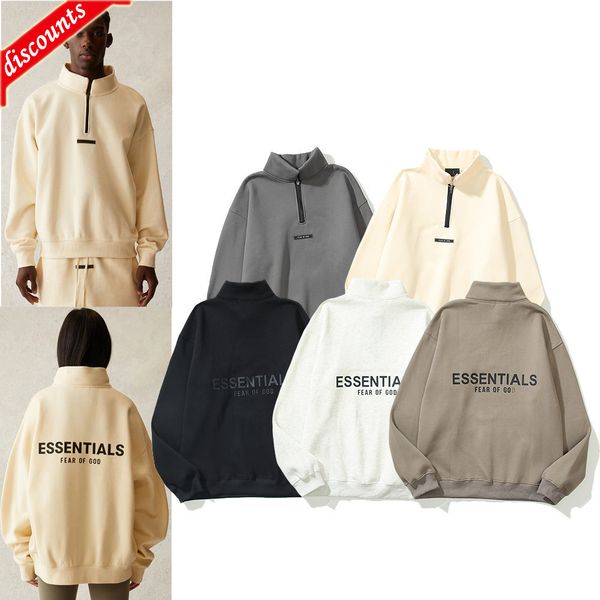 men's brand fashion trend sweater wholesale essentials multi thread back printed half zip loose hoodie jacket, Black
men's brand fashion trend sweater wholesale essentials multi thread back printed half zip loose hoodie jacket, Black