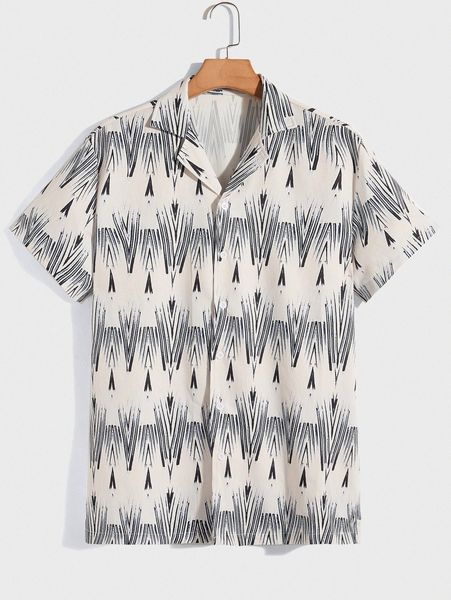 romwe guys geo print lapel neck shirt f7ya#, White;black
romwe guys geo print lapel neck shirt f7ya#, White;black