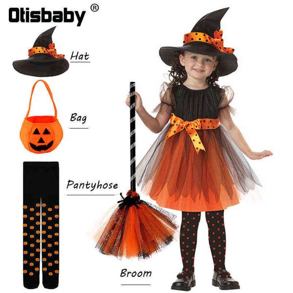 children girls halloween cosplay witch come teens baby girl gown infant witch dress clothing set hat pumpkin bag pantyhose l220715, Red;yellow
children girls halloween cosplay witch come teens baby girl gown infant witch dress clothing set hat pumpkin bag pantyhose l220715, Red;yellow