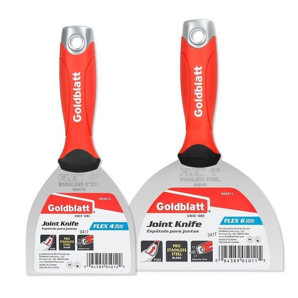 goldblatt 2pc putty knife stainless steel flex joint knife combo kit with hammer end soft grip t200602233t
goldblatt 2pc putty knife stainless steel flex joint knife combo kit with hammer end soft grip t200602233t
