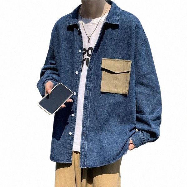 men's jacket spring and winter 2021 slim solid color tooling pocket denim loose casual young clothing jackets 75s4#, Black;brown
men's jacket spring and winter 2021 slim solid color tooling pocket denim loose casual young clothing jackets 75s4#, Black;brown