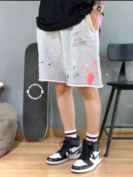 gallerydept hand painted graffiti splattered letter shorts terry plush cityboy loose men's caprissrxs, White;black 
gallerydept hand painted graffiti splattered letter shorts terry plush cityboy loose men's caprissrxs, White;black