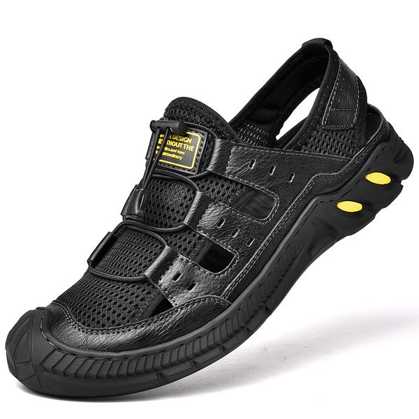 men sandals leather hiking outdoor flat non slip summer breathable sport walking trekking comfort beach shoes, Black
men sandals leather hiking outdoor flat non slip summer breathable sport walking trekking comfort beach shoes, Black