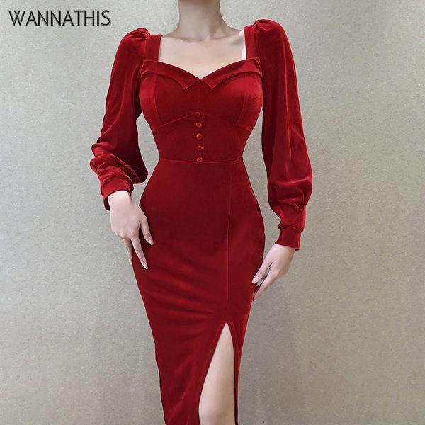 mid-calf dress women long sleeve autumn slim bodycon puff sleeve hem split elegant party dress casual streetwear, Black;gray
mid-calf dress women long sleeve autumn slim bodycon puff sleeve hem split elegant party dress casual streetwear, Black;gray