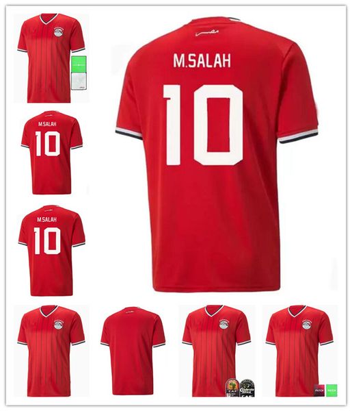 2022 2023 egypt kahraba mens soccer jerseys national team home red away white m. salah ramadan m. elneny football shirt uniforms, Black;yellow