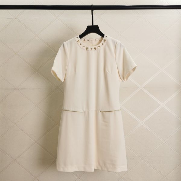 2022 summer new dress heavy industry zipper round neck a-line skirt elegant and noble short sleeved dress, Black
2022 summer new dress heavy industry zipper round neck a-line skirt elegant and noble short sleeved dress, Black