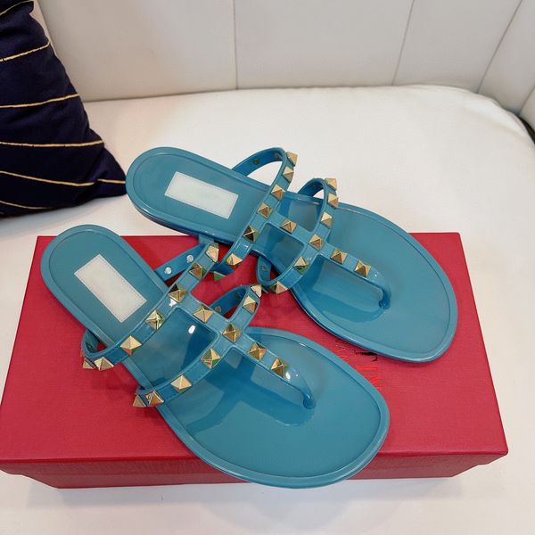 women rivets rock women flat slippers stud rubber sandal with box, Black
women rivets rock women flat slippers stud rubber sandal with box, Black