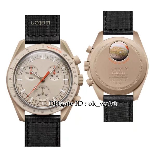 bioceramic moonswatch swiss quqrtz chronograph mens watch so33c100 mission to jupiter 42mm real beige ceramic black nylon strap with box sup, Slivery;brown
bioceramic moonswatch swiss quqrtz chronograph mens watch so33c100 mission to jupiter 42mm real beige ceramic black nylon strap with box sup, Slivery;brown