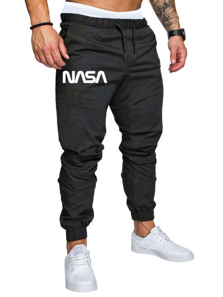 men letter graphic drawstring waist pants 20td#, Black