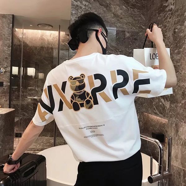 2022 new short-sleeved men's tee t-shirt with round collar summer fashion brand printed bear clothing trend comfortable, casual and ver, White;black
2022 new short-sleeved men's tee t-shirt with round collar summer fashion brand printed bear clothing trend comfortable, casual and ver, White;black