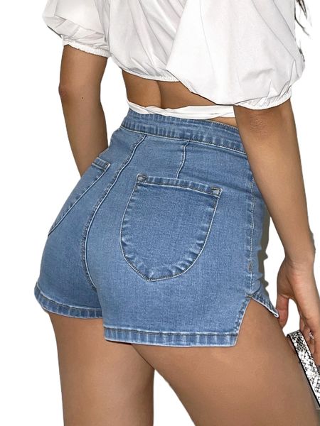 dazy split hem denim shorts r1n5#, White;black