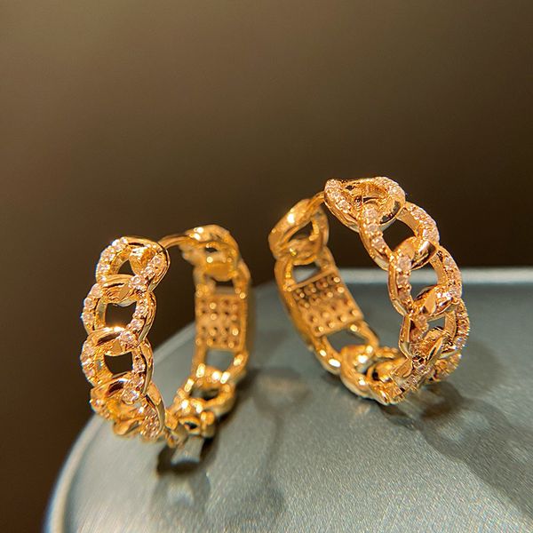 18k gold plated ear hoop stud chunky chain with diamonds simple vintage women's earrings designer jewelry, Golden;silver
18k gold plated ear hoop stud chunky chain with diamonds simple vintage women's earrings designer jewelry, Golden;silver