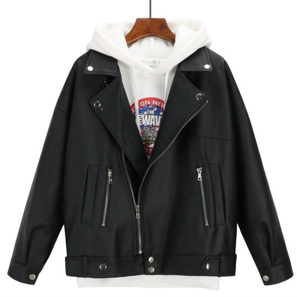 arrival women autumn winter leather jacket oversized boyfriend korean style female faux coat outwear black bike jacket 220722
arrival women autumn winter leather jacket oversized boyfriend korean style female faux coat outwear black bike jacket 220722