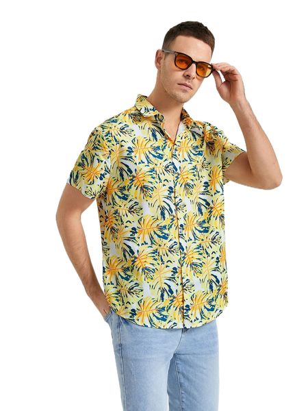 men tropical print shirt d8u4#, White;black