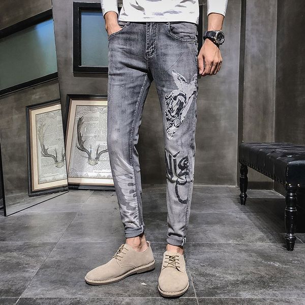 spring summer 2022 korean version of animal print casual jeans washed high elastic slim fit mens trendy pants, Blue
spring summer 2022 korean version of animal print casual jeans washed high elastic slim fit mens trendy pants, Blue