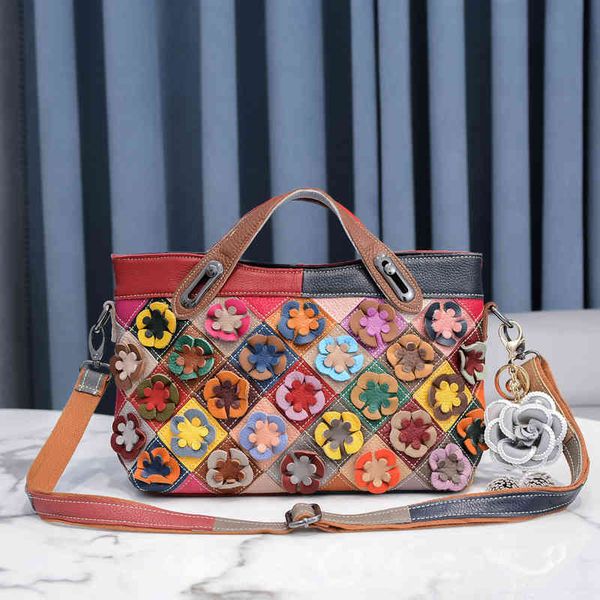 2020 new flower color stitching fashion trend cowhide women's bag hand straddle shoulder large capacity
2020 new flower color stitching fashion trend cowhide women's bag hand straddle shoulder large capacity