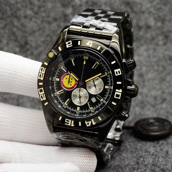 air chronomat patrouille watch quality navitimer chronograph quartz pvd black dial 50th anniversary men watch steel strap mens wristwatches, Slivery;brown
air chronomat patrouille watch quality navitimer chronograph quartz pvd black dial 50th anniversary men watch steel strap mens wristwatches, Slivery;brown