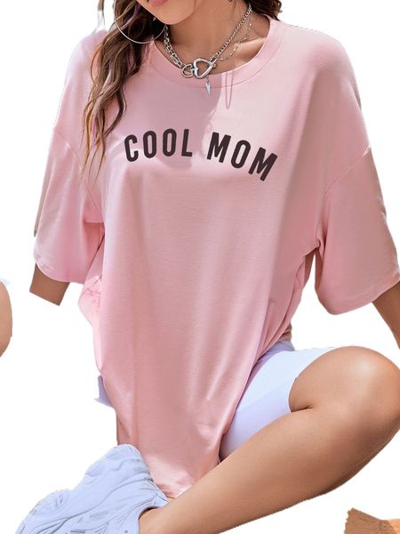 letter graphic drop shoulder oversized tee p4vg#, White 
letter graphic drop shoulder oversized tee p4vg#, White